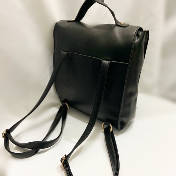 Faux Leather Black Backpack - Picture 4 of 5